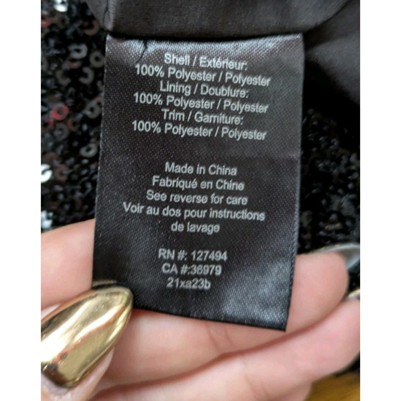 Heartloom Black Sequin Racerback Tank M NWT Cropped NYE Mesh Trim Holiday - Picture 4 of 9